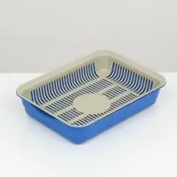 Лоток для кошек, 34.5&times;25.5&times;7.5 с, с сеткой, пластик, бежевый, синий