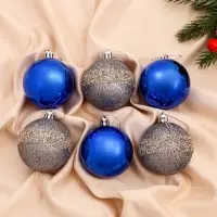Ёлочные игрушки &laquo;Дорофея полосы блеск&raquo;, шары новогодние, d=6 см, набор 6 шт., МИКС