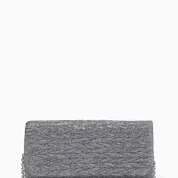 Сумка-клатч вечерняя на магните, на серебристой цепочке, светло-серая