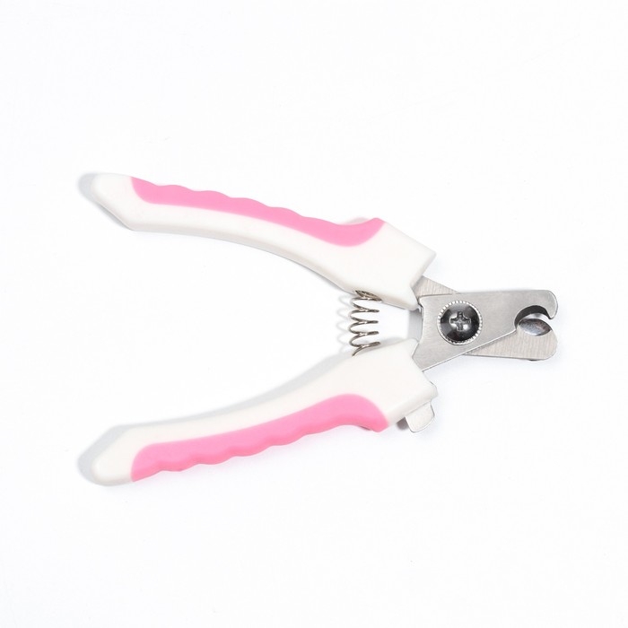 Когтерез боковой малый с нескользящими ручками, отверстие 9 мм, розовый с белым Когтерез боковой малый с нескользящими ручками, отверстие 9 мм, розовый с белым