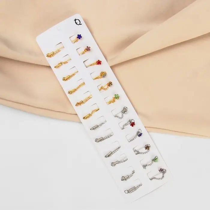 Булавка «Цветок» мини с цепочкой, МИКС, 5.7 см (неделимая фасовка 12 шт., цена за шт.) Булавка «Цветок» мини с цепочкой, МИКС, 5.7 см (неделимая фасовка 12 шт., цена за шт.)