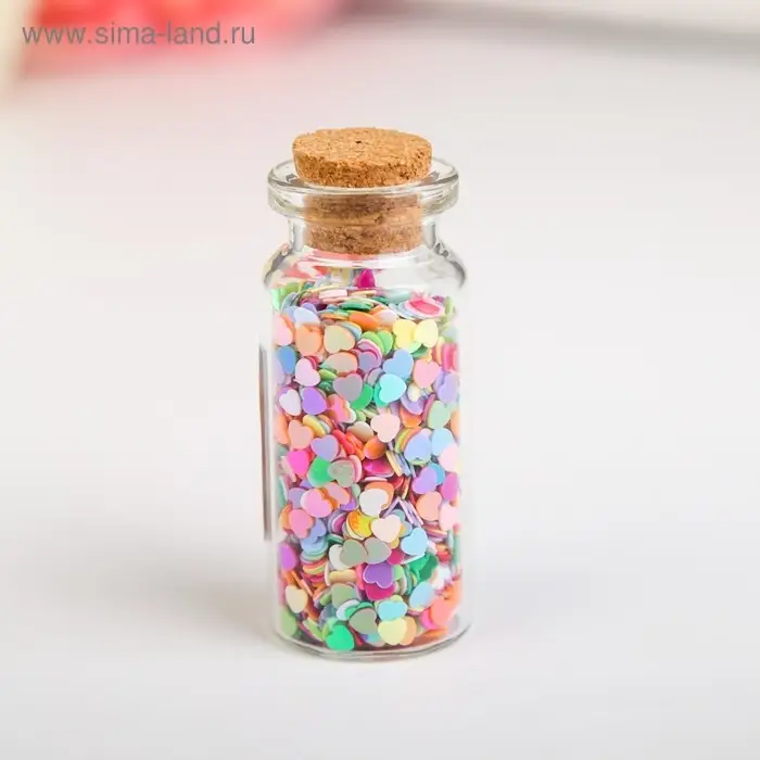 Глиттер в баночке  Глиттер в баночке "Сердечки микс" р-р 3 мм 7 гр 5х2х2 см