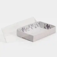Кондитерская упаковка, коробка для макарун с PVC крышкой, «Лаванда», 18 х 12 х 3.5 см