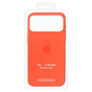 Чехол для iPhone 17 Pro Max Silicone Case 100% ORG (MagSafe + анимация NFC Clear) c LOGO Orange