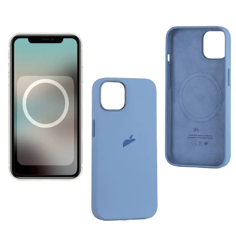 Чехол iPh 13 Silicon Case 100% ORG Blue Fog (MagSafe + анимация NFC) c LOGO Чехол iPh 13 Silicon Case 100% ORG Blue Fog (MagSafe + анимация NFC) c LOGO