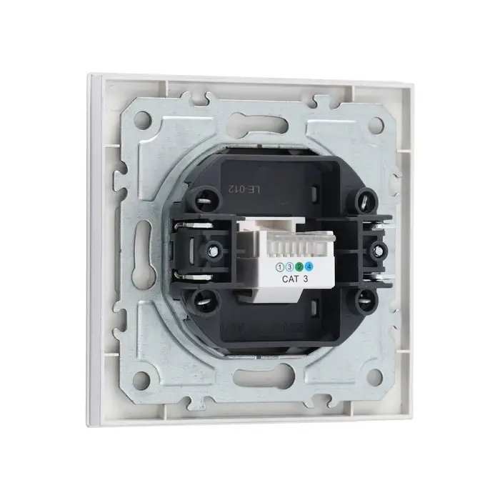 Розетка телефонная TOT Matte Glass, стекло, скрытая, одноместная, серебристая