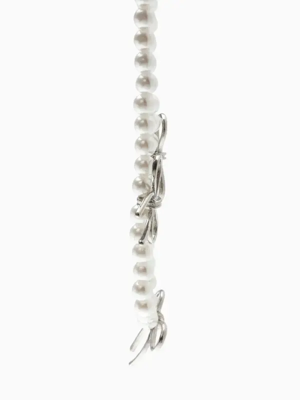 Колье &laquo;Жемчуг. Бантик&raquo;, L=32 см, белое в серебре