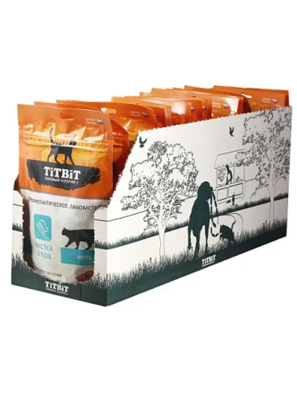 Хрустящие подушечки TitBit для кошек, для чистки зубов, с мясом утки, 60 г