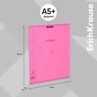 Тетрадь 12 листов в клетку, ErichKrause «Классика» CoverPrо Neon, пластиковая обложка, розовая