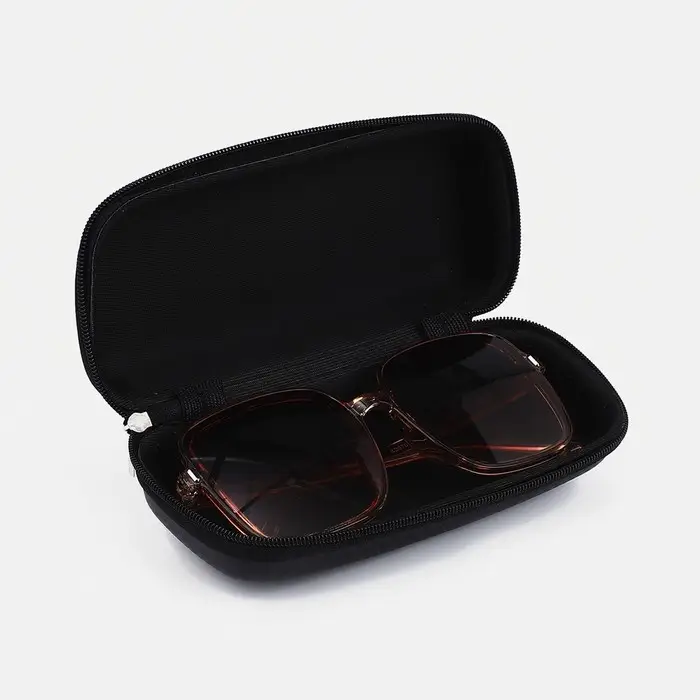 Футляр для очков на молнии, длина 16 см, цвет чёрный