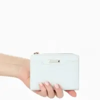 Кошелёк женский на кнопке, 12.5&times;2&times;9 см, однотонный, комбинированный, светло-голубой