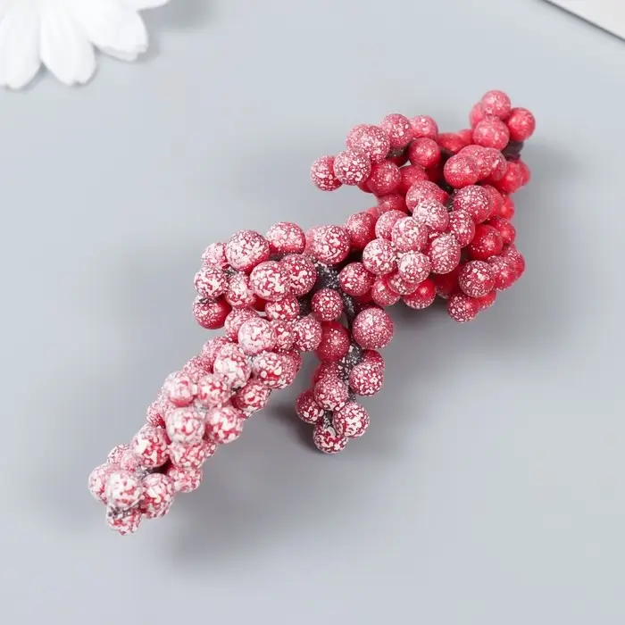 Декор для творчества веточка «Морозные красные ягодки» 9 см
