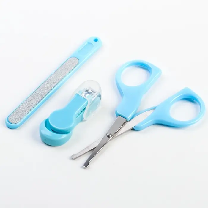 Детский маникюрный набор, 3 предмета: ножницы, пилка, книпсер, от 0 мес., голубой