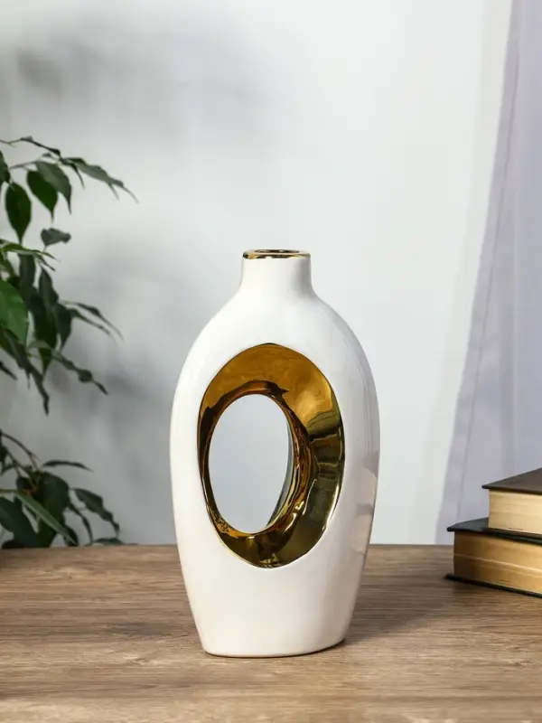 Ваза керамика настольная Ваза керамика настольная "Лари" (набор 2 шт) h=26х23, d=4 см, белый