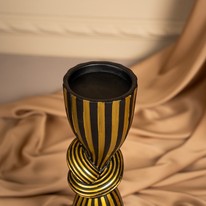 Подсвечник для одной свечи «Узел», цвет черно-золотой 29,5 х 7,5 х 7,5 см