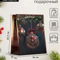 Пакет подарочный новогодний ламинированный, &laquo;Подарки&raquo;, 18&times;10&times;22.3 см