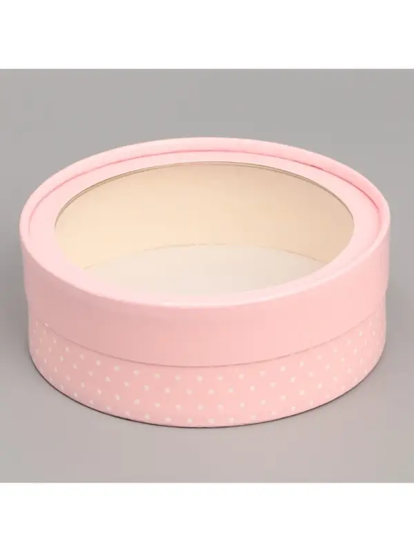 Коробка для макарун, кондитерская упаковка тубус с окном &laquo;Розовый&raquo; 16&times;16&times;5 см