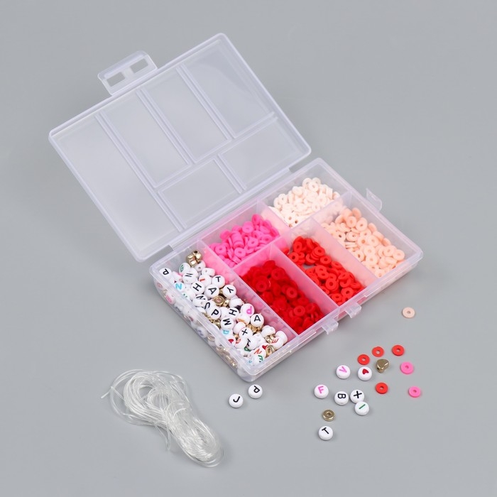 Бусины в шкатулке Бусины в шкатулке "Красные" нить 0,8 мм 5 м 12х8,4х2,2 см