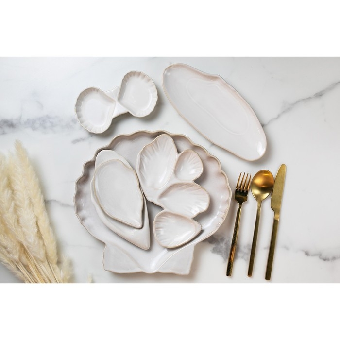 Менажница «Морская ракушка», 12 х 20 см белая