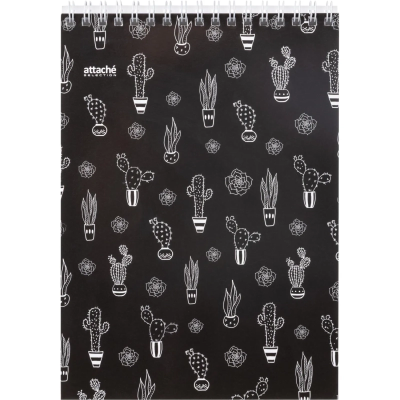 Блокнот А5,80л,кл,греб,карт.обл+УФ-лак Attache Selection LLAMAS черный