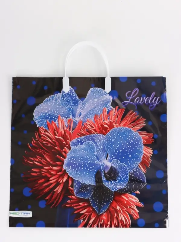 Пакет Пакет "Цветочная фантазия, полиэтиленовый, пластиковая ручка 37х35 см 90 мкм 10958