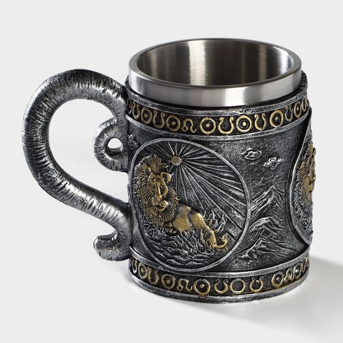 Кружка из нержавеющей стали «Лев», 400 мл, цвет серебристый