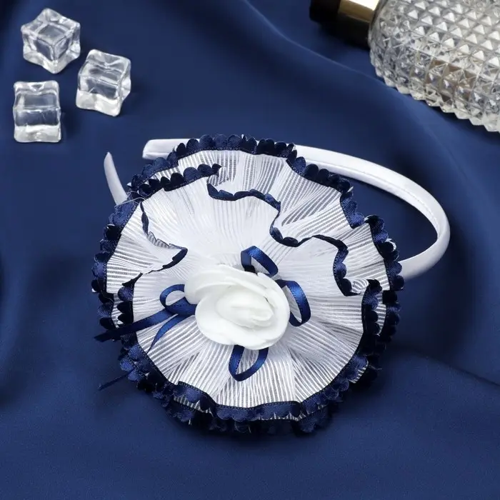 Ободок для волос «Малышка», пёстрые края, 0.9 см, сине-белый Ободок для волос «Малышка», пёстрые края, 0.9 см, сине-белый