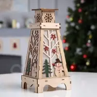 Светодиодная фигура &laquo;Снеговик в лесу&raquo; 13.5&times;19&times;13.5 см, дерево, от батареек LR1130&times;3, свечение тёплое белое
