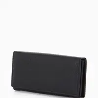 Кошелёк женский на магните, 19&times;3&times;10 см, однотонный, 3 отделения, чёрный