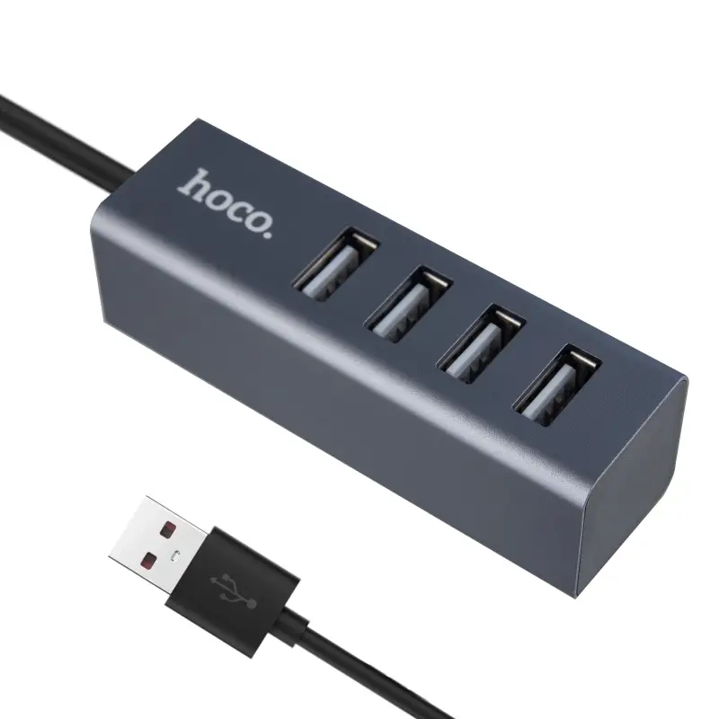 HUB на 4 USB HB1 HOCO серый
