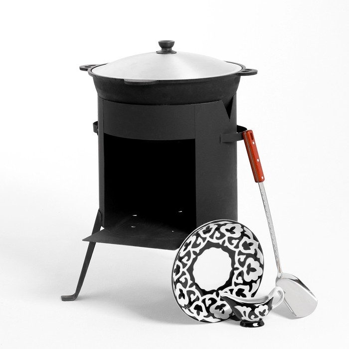 Набор для плова 5 предметов, казан 10л, печь под казан, соусник, ляган 28см, шумовка 45см Набор для плова 5 предметов, казан 10л, печь под казан, соусник, ляган 28см, шумовка 45см