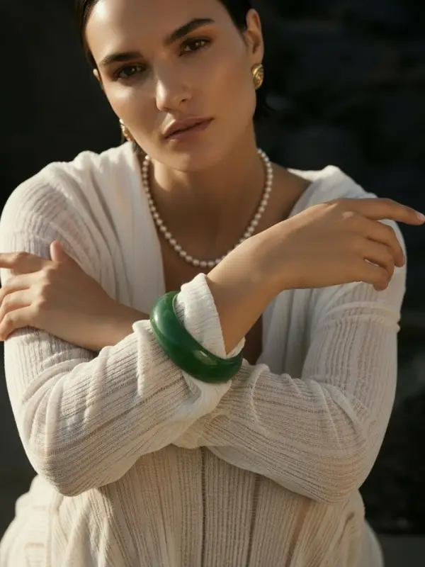 Браслет манжет акрил "Тренд", цвет зелёный травяной