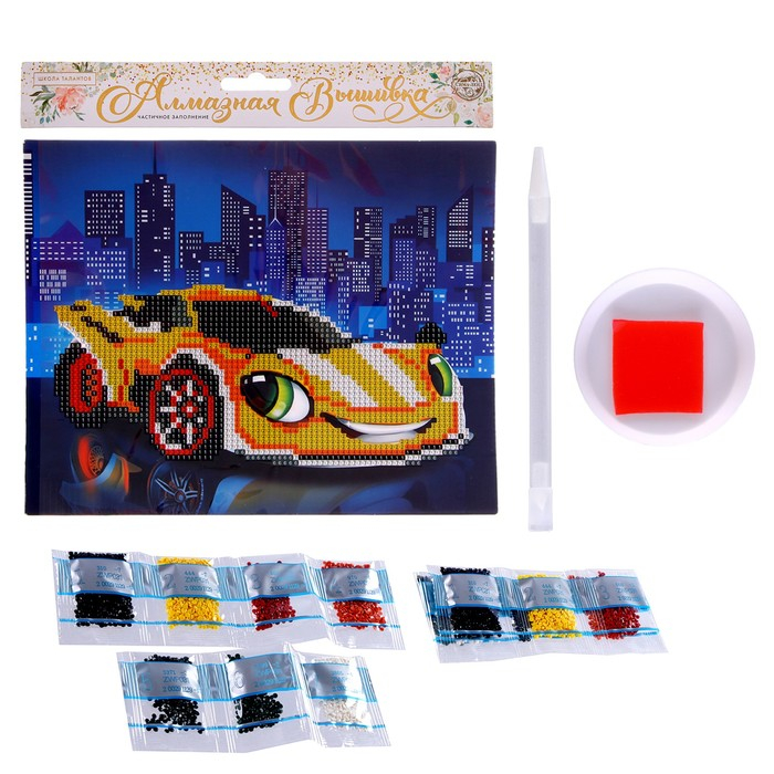 Алмазная мозаика с частичным заполнением для детей «Жёлтая тачка», 20 х 25 см Алмазная мозаика с частичным заполнением для детей «Жёлтая тачка», 20 х 25 см