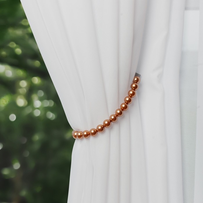 Подхват для штор «Бусы из жемчуга», d = 1,5 см, 40 ± 1 см, цвет коричневый Подхват для штор «Бусы из жемчуга», d = 1,5 см, 40 ± 1 см, цвет коричневый