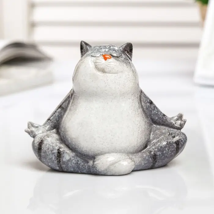 Фигурка полистоун лак &laquo;Котик-йог&raquo;, 10&times;7.5&times;9 см, МИКС