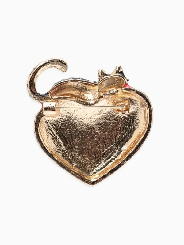 Брошь &laquo;Кот мартовский&raquo;, красно-чёрная в золоте