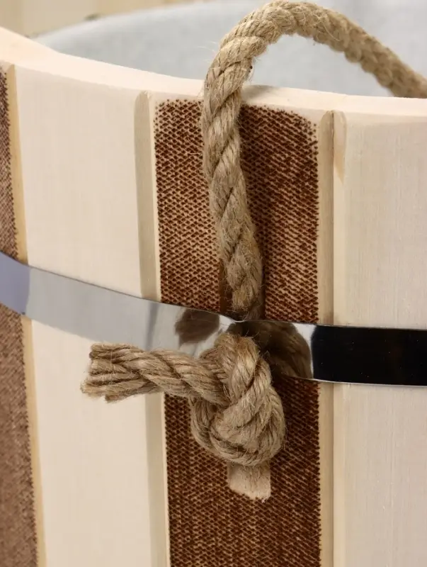 Ведро из липы, 15л,  пластиковая вставка, ручка-веревка "Термо"