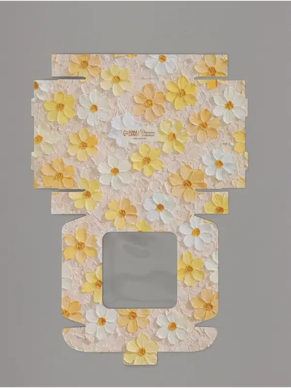 Коробка подарочная самосборная с окном &laquo;Цветы&raquo;, 13&times;13&times;3 см