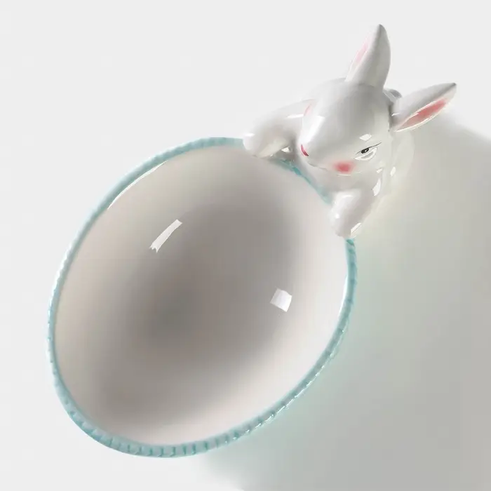 Конфетница Доляна &laquo;Зайка&raquo;, 240 мл, 21.5&times;12.5&times;11.5 см, доломит, голубая