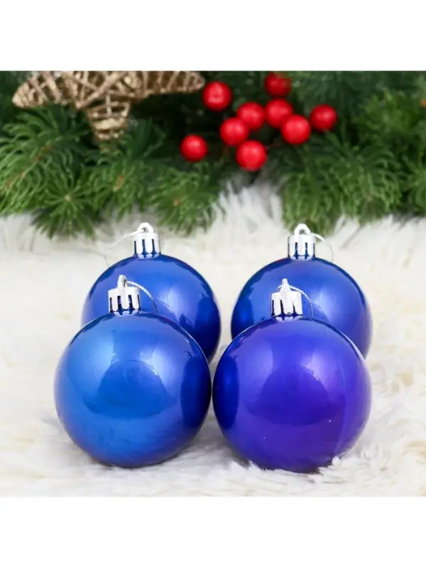 Ёлочные игрушки &laquo;Глянец&raquo;, шары новогодние, набор 4 шт., d=6 см, синий
