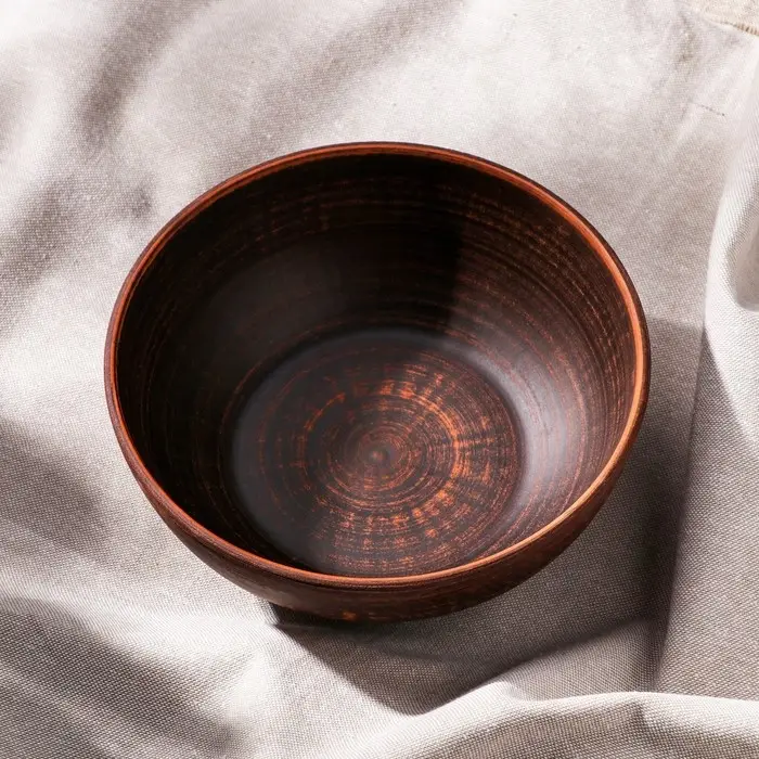 Салатник «Классический», гладкий, красная глина, 1 л