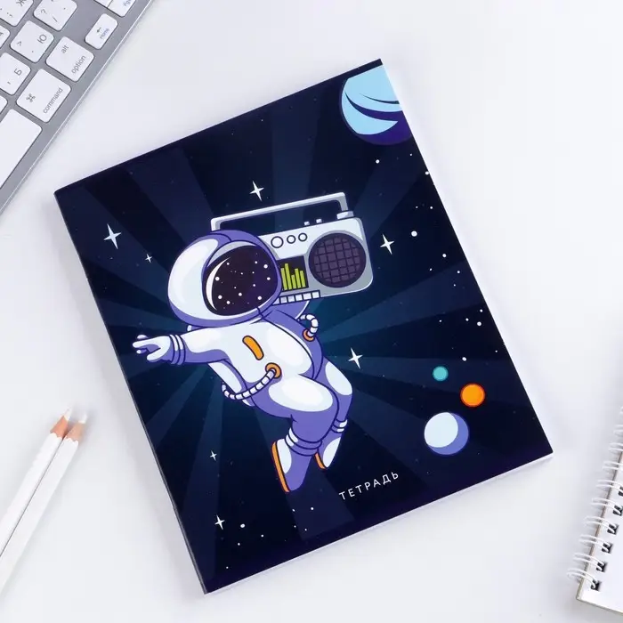 Тетрадь в клетку, 48 л., А5, на скрепке, блок №1 «Космос» МИКС Тетрадь в клетку, 48 л., А5, на скрепке, блок №1 «Космос» МИКС