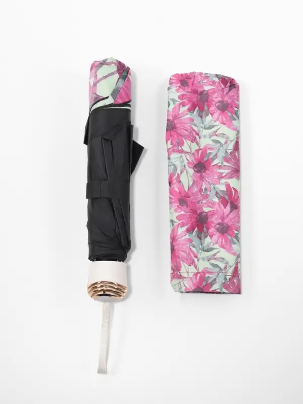 Зонт механический &laquo;Ромашки&raquo;, эпонж, 4 сложения, 8 спиц, R=48/55 см, d=96 см, МИКС