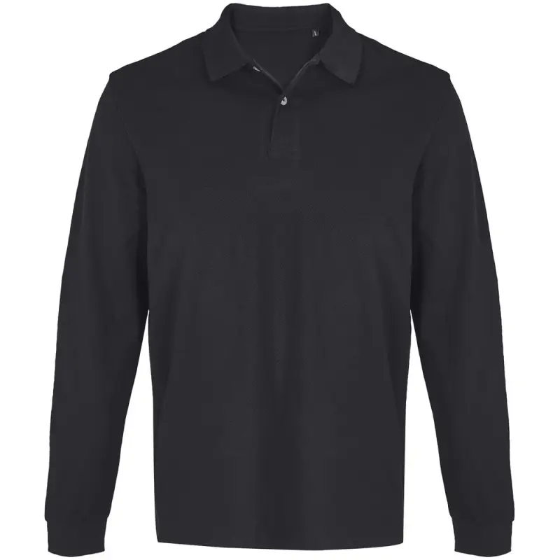 Рубашка поло унисекс с длинным рукавом Pacific LSL, черная, размер XS
