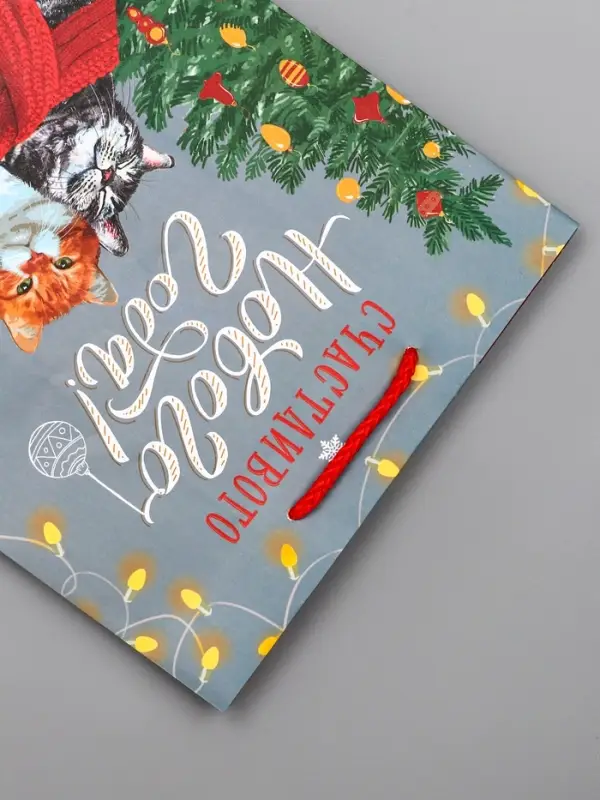 Пакет подарочный новогодний ламинированный, «Новогодние шары» , 18×10×22.3 см