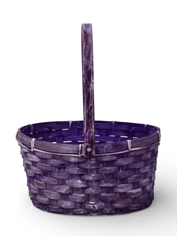 Корзина плетёная для хранения, 26&times;26&times;12 см, ручка h=21 см, бамбуковая, сиреневая