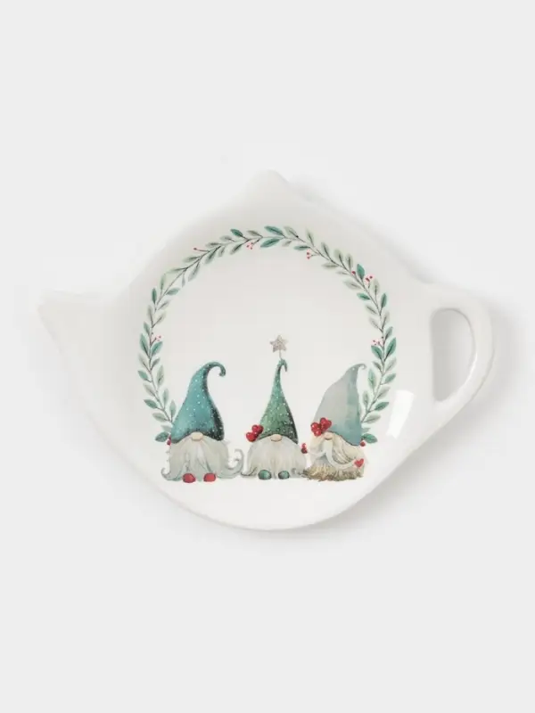 Подставка под чайный пакетик новогодняя Доляна «Домашние гномики», 12×9.4×1.7 см, доломит, белая Подставка под чайный пакетик новогодняя Доляна «Домашние гномики», 12×9.4×1.7 см, доломит, белая