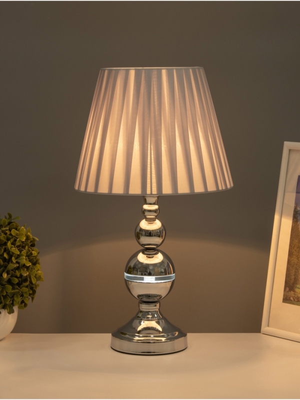 Лампа настольная «Бабл» 1х40Вт Е27 + ночник 3Вт хром 24.5,24,5.44см Лампа настольная «Бабл» 1х40Вт Е27 + ночник 3Вт хром 24.5,24,5.44см