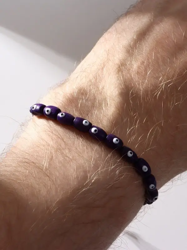 Браслет-оберег &laquo;Глазки&raquo;, деревянные рисинки, d=7.5 см, синий