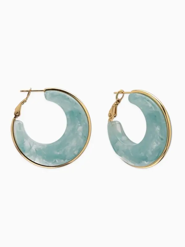 Серьги-кольца акрил &laquo;Тренд&raquo;, голубые в золоте